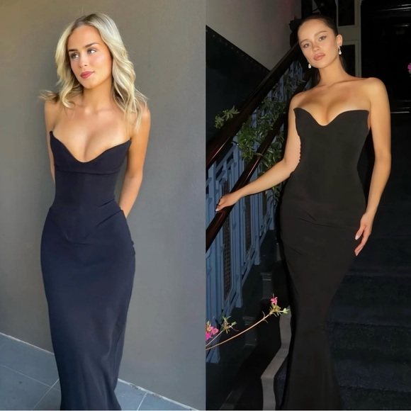 House of CB Sabine Black Crepe strapless corset dress - Picture 11 of 16